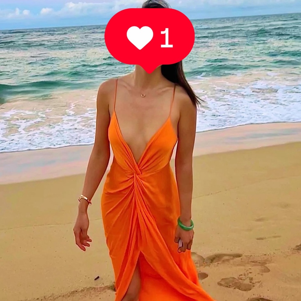 Elegant Orange Maxi Dress